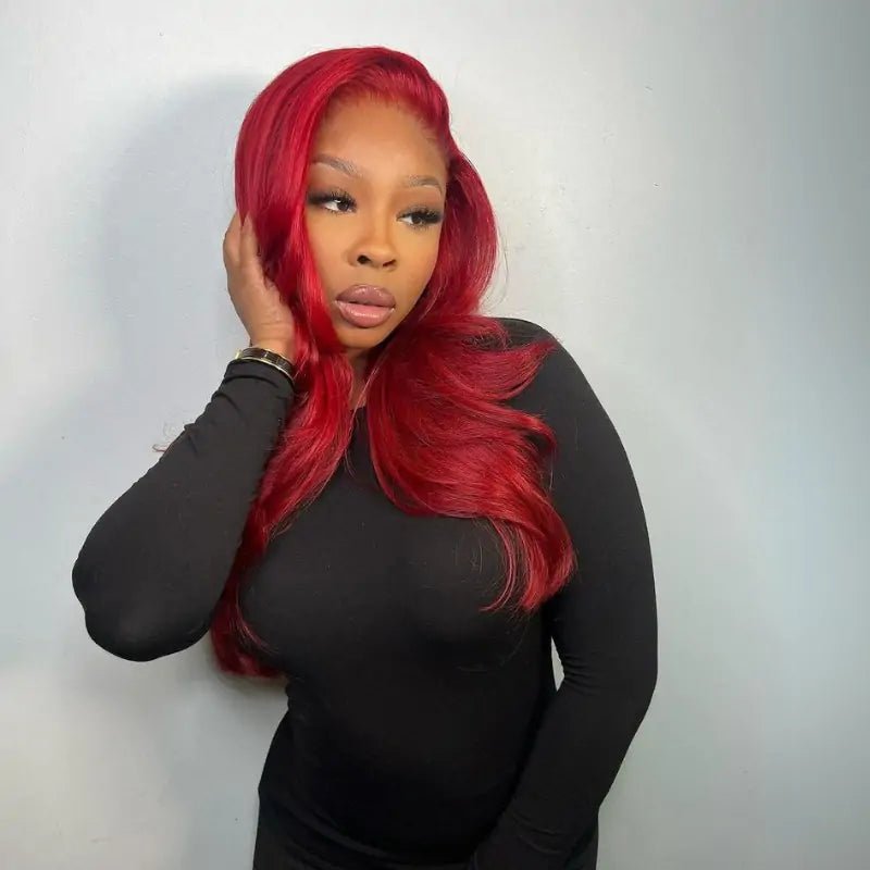Red Lace Front Wigs Human Hair Pre Plucked 13x4 Straight Colored Red Human Hair Wig Hd Lace Frontal Wigs - GeetaHair