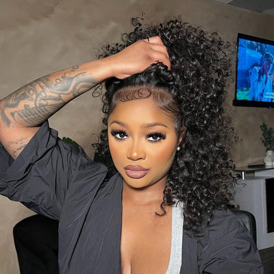 Natural Color/Brown Ginger Glueless Wigs 13x4 Lace Front Wigs Human Hair Ombre Curly HD Transparent Lace Frontal Wigs for Women - GeetaHair