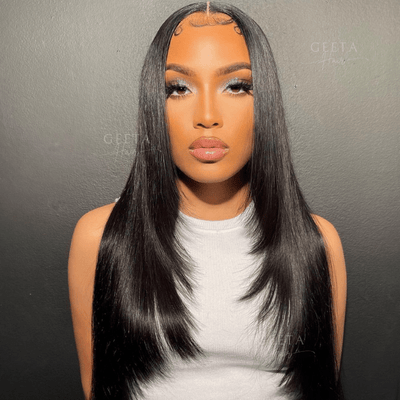 Geetahair Upgrade HD Lace Layered Straight Wig Crystal Clear Lace Human Hair Wigs With Pre Plucked Natural Hairline - GeetaHair
