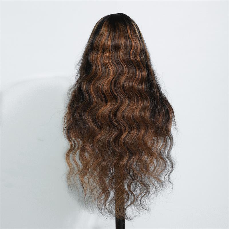 Pre Bleached Knots Highlight Brown Body Wave Wig Ombre FP1B/27 13x4 Lace Front Human Hair Wigs - GeetaHair