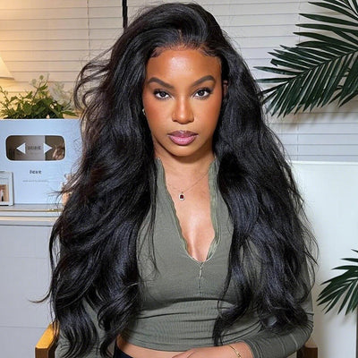 Kinky Straight Wig Lace Frontal Human Hair Wigs With Pre Plucked Natural Hairline Flash Sale - GeetaHair