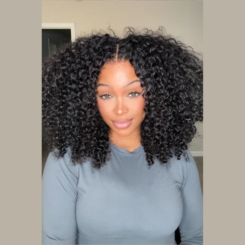 Perruque sans colle en cheveux humains bouclés 13x4 avec dentelle frontale bouclée Bob Wig pré-épilée avec ligne de cheveux naturelle - Geeta Hair