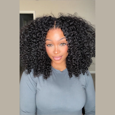 Perruque sans colle en cheveux humains bouclés 13x4 avec dentelle frontale bouclée Bob Wig pré-épilée avec ligne de cheveux naturelle - Geeta Hair