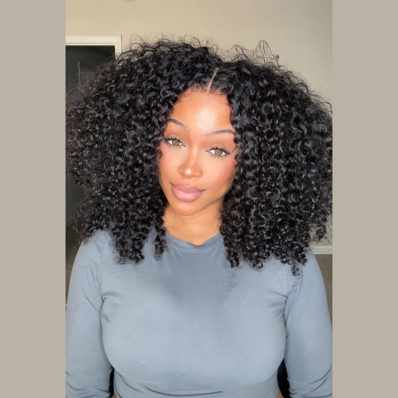 Glueless Wig Curly Human Hair 13x4 Lace Frontal Curly Wave Bob Wig Pre Plucked Natural Hairline - Geeta Hair