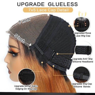 Chestnut Brown Body Wave Glueless 5x5 HD Lace Closure Wig Easy to Wear Lace Human Hair Bob Wigs With Curtain Bangs - GeetaHair - GeetaHair