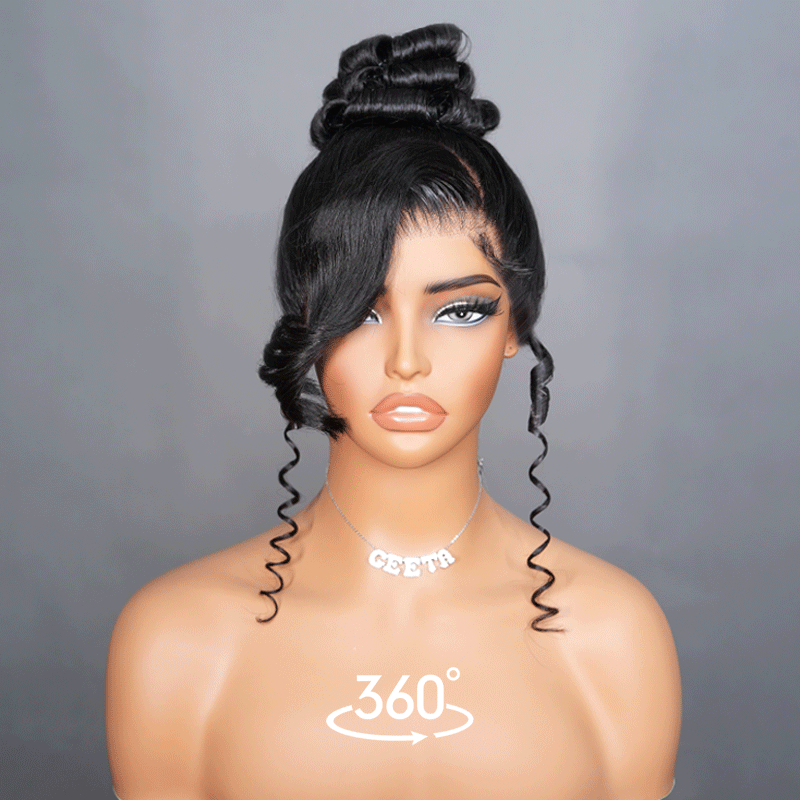 Geeta Invisi Strap Face Framing 360 Transparent Lace Frontal Body Wave Snug Fit All Sizes Human Hair Wigs