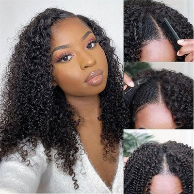 Geeta Kinky Curly V Part Wig Beginner Friendly No Glue 100% Virgin Human Hair Wig - Geeta Hair - GeetaHair