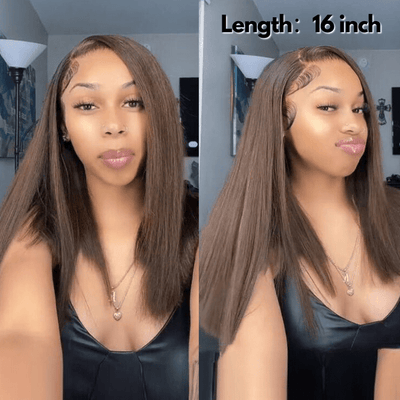 No Code Need: Brown Bone Straight Human Hair Bob Wigs - Geeta Hair - GeetaHair