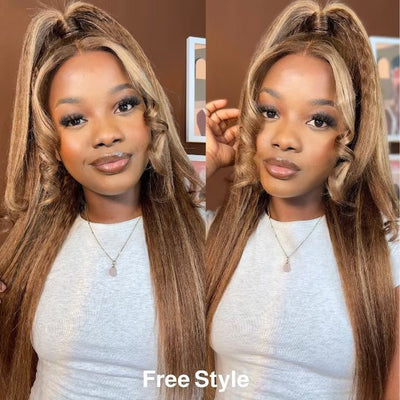 Tax Return Sale Honey Blonde Lace Front Wigs Colored Straight 13x4 Lace Frontal Human Hair Wig Pre Plucked - GeetaHair