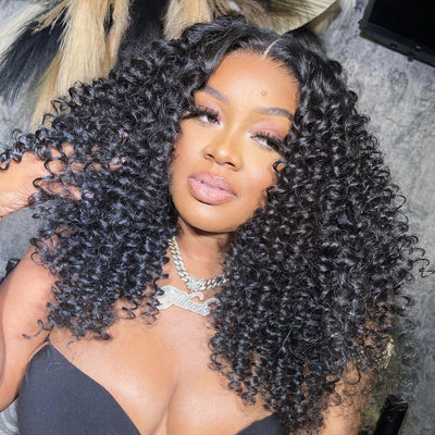 Micro Wand Curls Glueless Wig Human Hair 7x5 Pre Cut Lace Wig Pre Plucked 180% Density - GeetaHair
