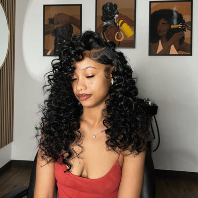 Loose Bouncy Human Hair Wigs Glueless 13x6 HD Lace Frontal Wigs Side Part Lace Front Human Hair Wig Pre Plucked - GeetaHair