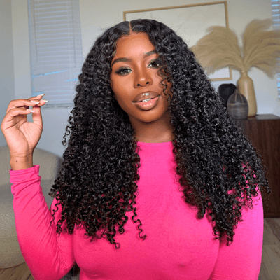 Geeta Glueless Wig Fluffy Kinky Curly 7x5 Pre Cut Lace Front Wigs Pre Plucked Natural Hairline 180% Density - GeetaHair