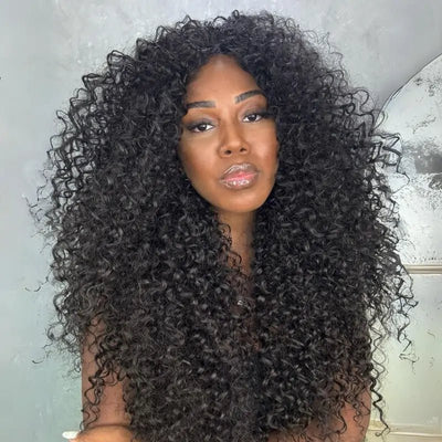 Long Curly Wave Human Hair Wigs 13x4 Curly Lace Front Wigs Pre Plucked Glueless Wigs - GeetaHair