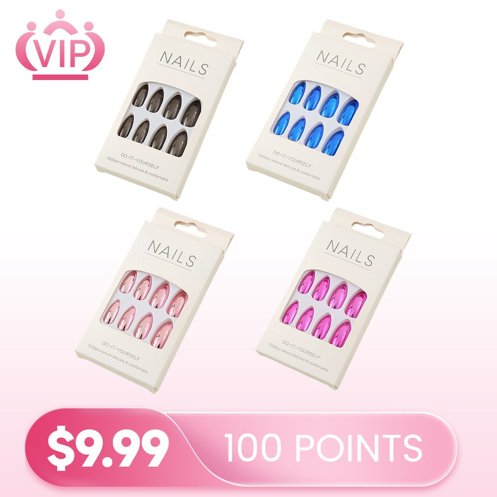 $9.99 | 100 Points VIP Free Press On Nails Nail Glue Included - GeetaHair