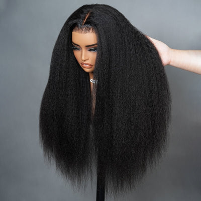 Geeta 13x4 Pre Everything Kinky Straight Lace Frontal Put on And Go Invisi Drawstring Human Hair Wig - GeetaHair