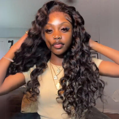 Loose Bouncy Glueless Wig Wand Curls 13x4 Lace Front Human Hair Wigs Pre Plucked 250% Density - GeetaHair