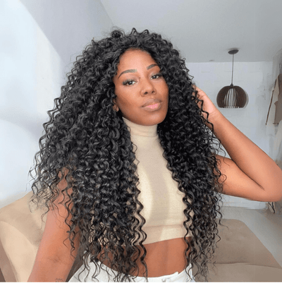 Long Curly Wave Human Hair Wigs 13x4 Curly Lace Front Wigs Pre Plucked Glueless Wigs - GeetaHair