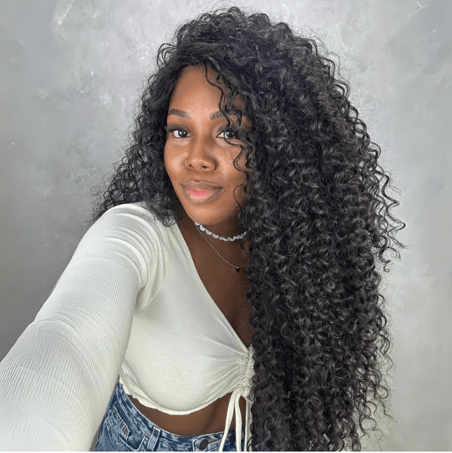 Long Curly Wave Human Hair Wigs 13x4 Curly Lace Front Wigs Pre Plucked Glueless Wigs - GeetaHair