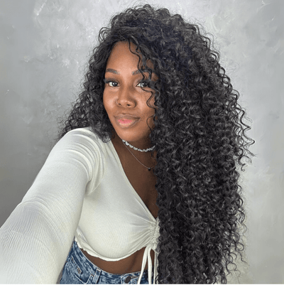 Long Curly Wave Human Hair Wigs 13x4 Curly Lace Front Wigs Pre Plucked Glueless Wigs - GeetaHair