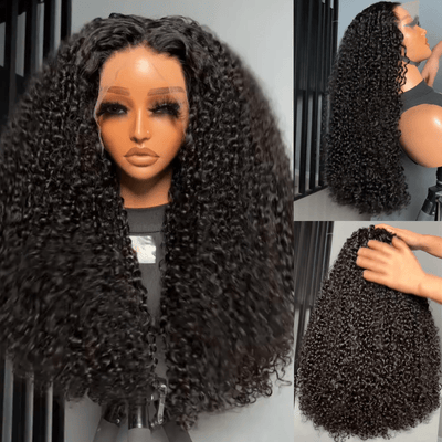 Fluffy Kinky Curly HD Transparent Lace Front Wigs 13x4/6x4 Real Human Hair Wig Pre Plucked Hairline - Geeta Hair - GeetaHair