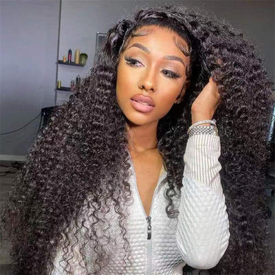 13x4 Lace Front Wigs Human Hair Pre Plucked with Baby Hair Jerry Curly Lace Frontal Wig for Black Women 180% Density - GeetaHair