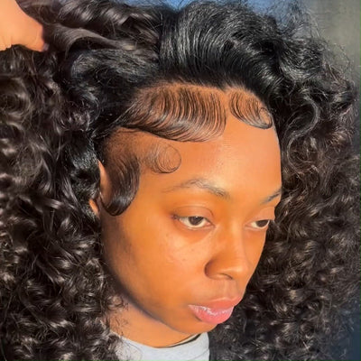 Full Bouncy Curly Glueless Wigs 13x4 Lace Front Curly Bob Wig Human Hair 180% Density - GeetaHair