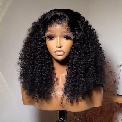 300% Density Raw Human Hair Wigs for Women 13x4 Curly Lace Frontal Wigs Pre Bleached knots Glueless Wigs - GeetaHair