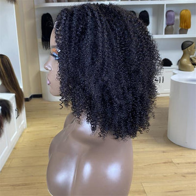 Short Kinky Curly Wigs for Black Women Black Curly Lace Front Wigs Human Hair Pre Plucked 180% Density - Geeta Hair - GeetaHair