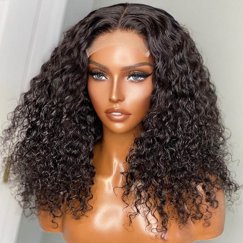 Pre Bleached Knots Short Curly Human Hair Wigs 13x4 HD Glueless Wig Pre Blucked 180% Density - GeetaHair