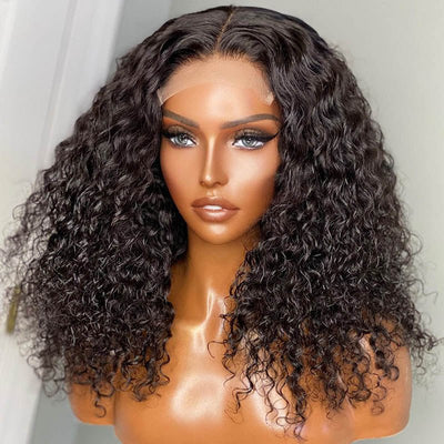 Pre Bleached Knots Short Curly Human Hair Wigs 13x4 HD Glueless Wig Pre Blucked 180% Density - GeetaHair