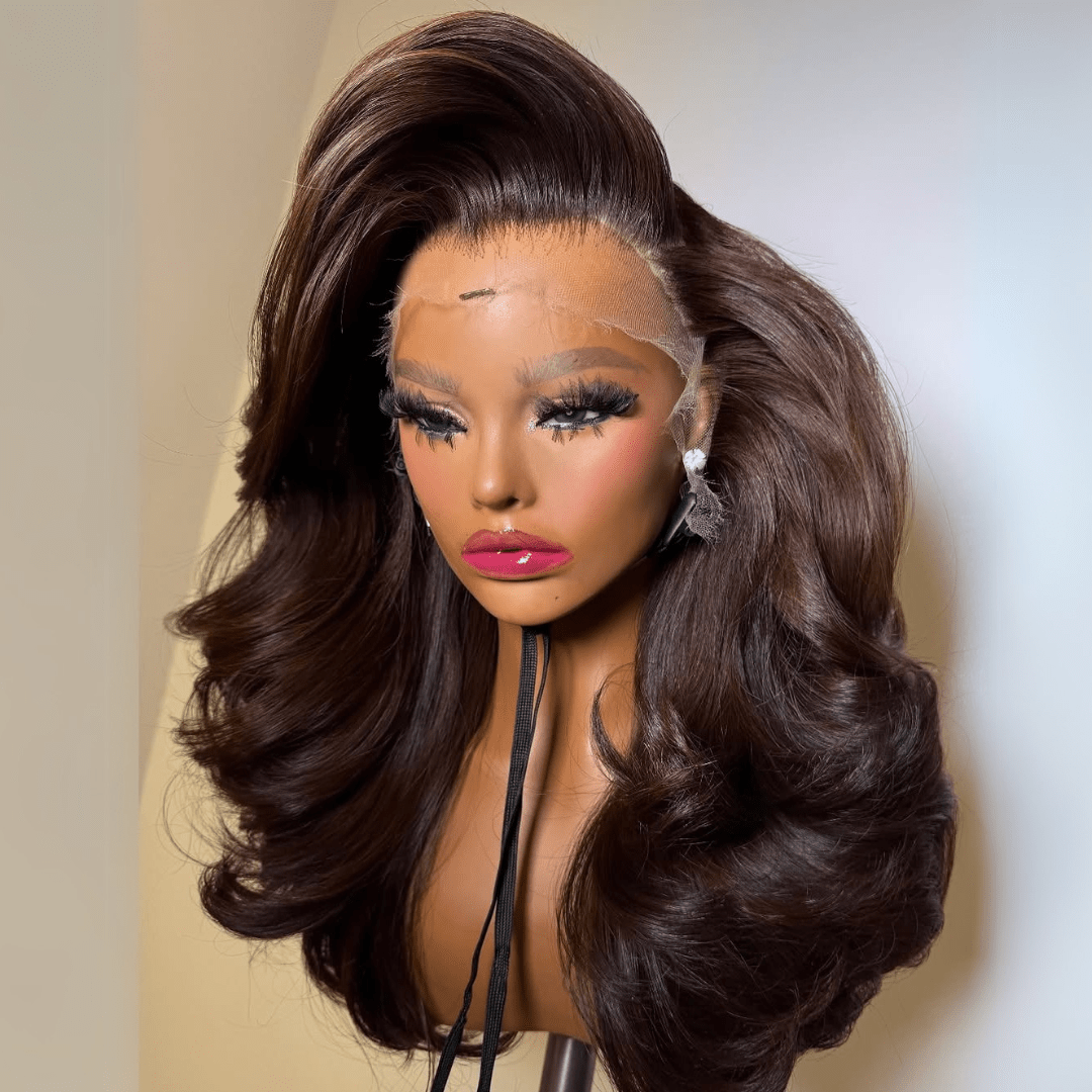 Chocolate Brown Body Wave HD Lace Frontal Wigs 13x6 Brown Colored Glueless Human Hair Wigs For Women - GeetaHair