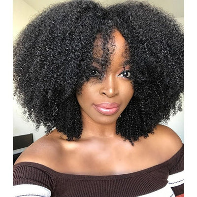 Short Kinky Curly Wigs for Black Women Black Curly Lace Front Wigs Human Hair Pre Plucked 180% Density - Geeta Hair - GeetaHair