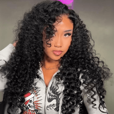 Loose Curly Glueless Wig Wand Curls 13x4 Lace Front Human Hair Wigs Pre Plucked 250% Densityur - GeetaHair
