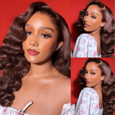 Glueless Chocolate Brown Loose Deep Wave 4x4/13x4 HD Lace Front Wig Pre Plucked Hairline Human Hair Wigs - Geeta Hair - GeetaHair