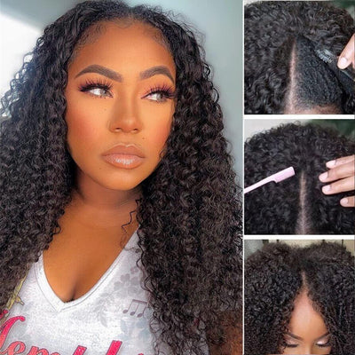 Bogo Sale: $179=V Part Curly 16" Wig + 10" Bob Straight Wig With Bangs - GeetaHair