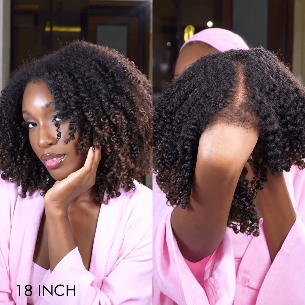 Geeta Hair Kinky Curly with Kinky Edges Ombre Brown Wig