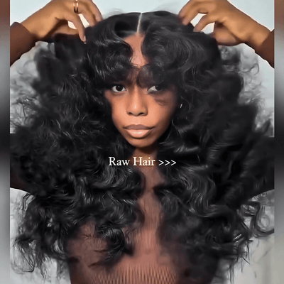 Geeta Fluffy Loose Wave Curtain Bangs Wig 13x4 Lace Front Wigs With Bangs 250% Density - GeetaHair