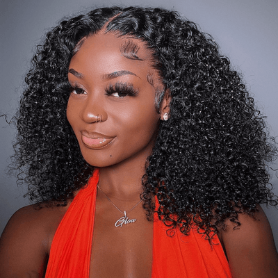 Buy 1 Get 1 Free: Curly 4X4 Lace Closure Human Hair Bob Wig - Flash Sale - GeetaHair