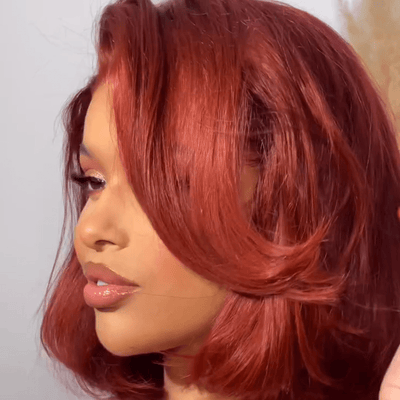 Glueless Reddish Brown Pixie Cut Bob Wigs Colored Natural 4x6 Pre Cut Lace 100% Human Hair Wigs 250% Density - GeetaHair