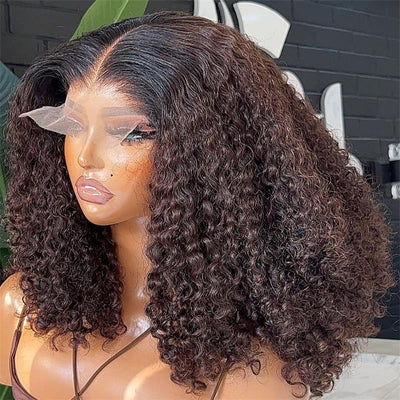 Geeta Glueless Wig Curly Human Hair 13x4 Lace Frontal Curly Wave Bob Wig Pre Plucked Natural Hairline - GeetaHair