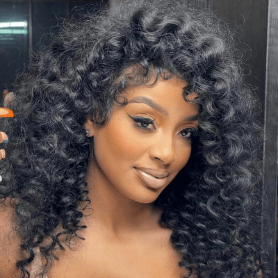 Geeta Full Resilient Curly Glueless Wig Human Hair 13x4 Lace Front Wig Pre Plucked 250% Density - GeetaHair