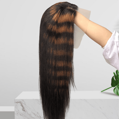 Highlight Zebra Brown Long Straight Hair Glueless 4x4/13x4 HD Lace Front Human Hair Wigs - Geeta Hair - GeetaHair