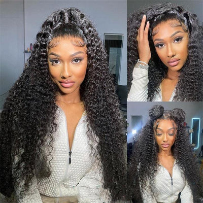 13x4 Lace Front Wigs Human Hair Pre Plucked with Baby Hair Jerry Curly Lace Frontal Wig for Black Women 180% Density - GeetaHair