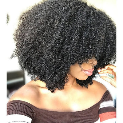 Short Kinky Curly Wigs for Black Women Black Curly Lace Front Wigs Human Hair Pre Plucked 180% Density - Geeta Hair - GeetaHair