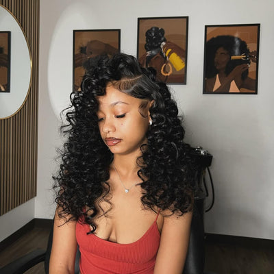 Loose Bouncy Human Hair Wigs Glueless 13x6 HD Lace Frontal Wigs Side Part Lace Front Human Hair Wig Pre Plucked - GeetaHair