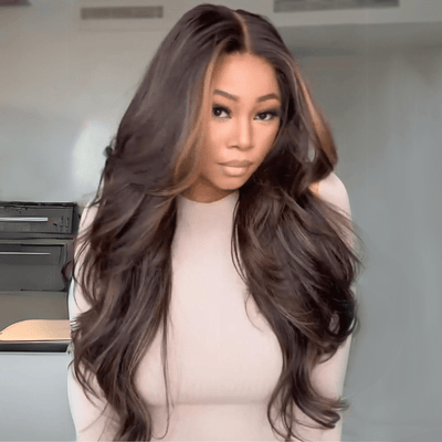 Geeta Hair Money Piece Layered Cut Glueless Wigs 13x4 HD Lace Front Human Hair Wig Pre Plucked - GeetaHair