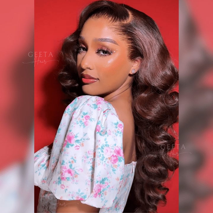 Glueless Chocolate Brown Loose Deep Wave 4x4/13x4 HD Lace Front Wig Pre Plucked Hairline Human Hair Wigs - Geeta Hair - GeetaHair