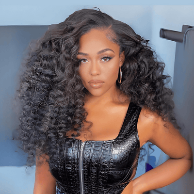 Geeta Full Resilient Curly Glueless Wig Human Hair 13x4 Lace Front Wig Pre Plucked 250% Density - GeetaHair