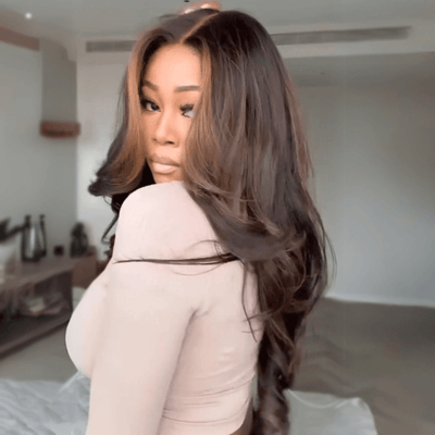 Geeta Hair Money Piece Layered Cut Glueless Wigs 13x4 HD Lace Front Human Hair Wig Pre Plucked - GeetaHair