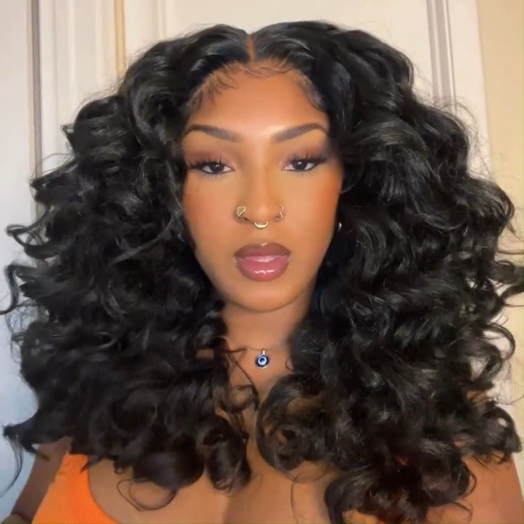 Geeta Wand Curl Invisi Drawstring Wig 13x4 Lace Front Glueless Wigs Pre Blached Human Hair Wigs - GeetaHair